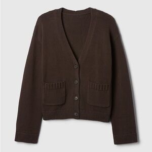 Gap cotton pocket cardigan terra brown